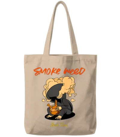 Cartoon Art Smoke Weed Tote Bags - Natural