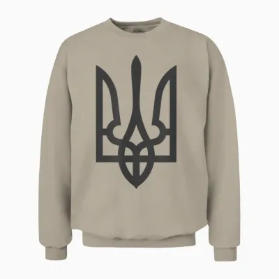 Ukraine Tridenten Flag Dark on Black Subtle Style T-Shirt, Black Unisex Sweatshirt - Sand