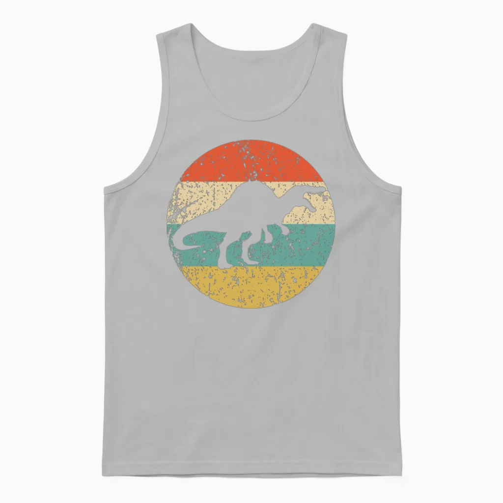 Spinosaurus Silhouette Retro Dinosaur Unisex Tank Top in Ash