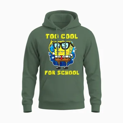 Mademark X Spongebob Squarepants - Spongebob Too Cool for School Wearing Glasses for Boys Girls Unisex Hoodie - Military Green