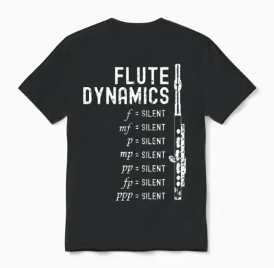 Flute Flutist Orchestra Band Bands Unisex T-Shirt - Black