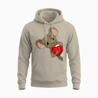 Maus Damen Kinder Mädchen Mäuse Unisex Hoodie - Sand