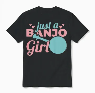 Funny Banjo Girl Unisex T-Shirt - Black