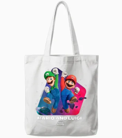 The Super Mario Galaxy Movie Mario & Luigi Jump Tote Bags - White