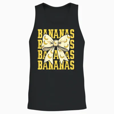 Retro Bananas Last Name Coquette Bow Women Girls Unisex Tank Top - Black