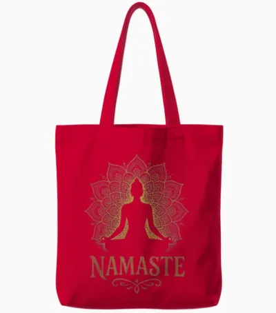Namaste - Yoga Meditation Peace Buddha Namaste Tote Bags - Red