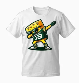 Funny Vintage Green Bay Cheese Dabbing Cool Cheese Foodie Unisex T-Shirt in White - 2