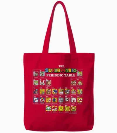 Super Mario Periodic Table of Characters Graphic Tote Bags - Red