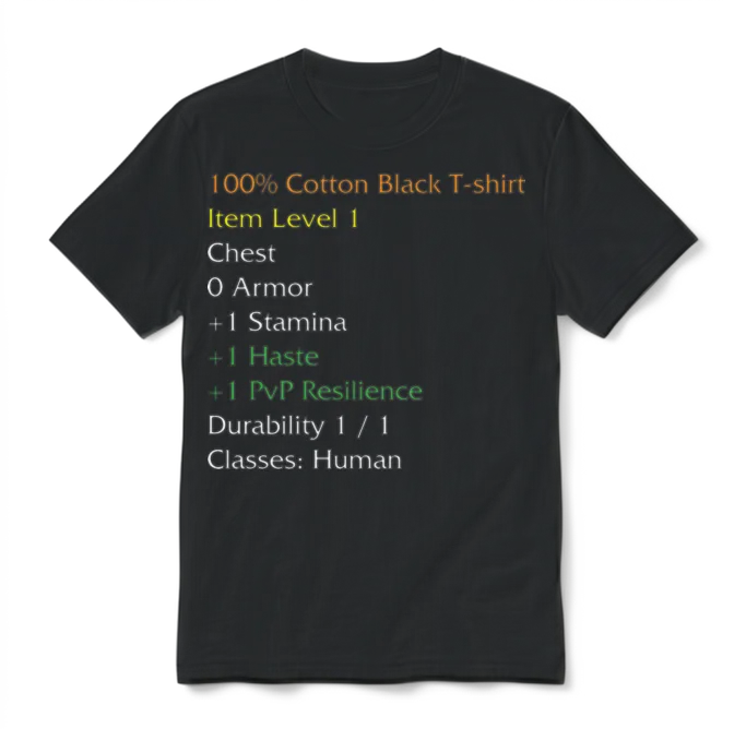 Wow Funny Item Stats Description Black Meme Unisex T-Shirt - Black