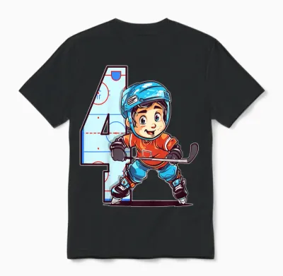 Eishockey Geburtstag - 4 Jahre Alter Junge - 4. Geburtstag Unisex T-Shirt - Black