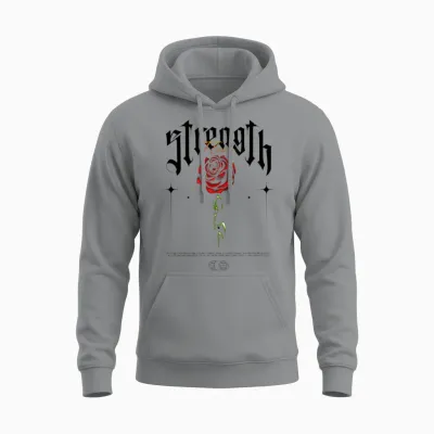 Strength Flower Modern Streetwear Unisex Hoodie - Sport Grey