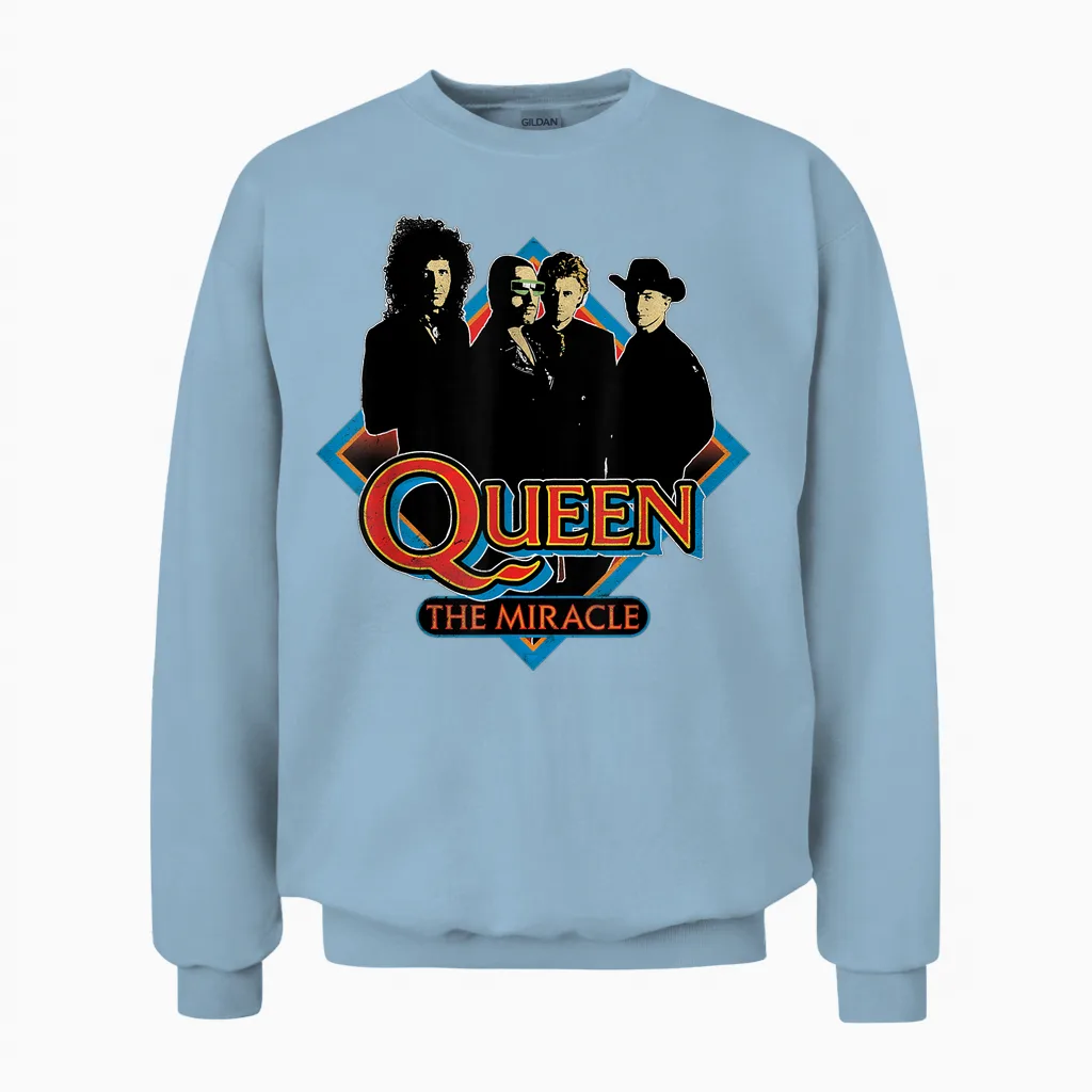 Official Queen the Miracle Diamond Unisex Sweatshirt in Light Blue