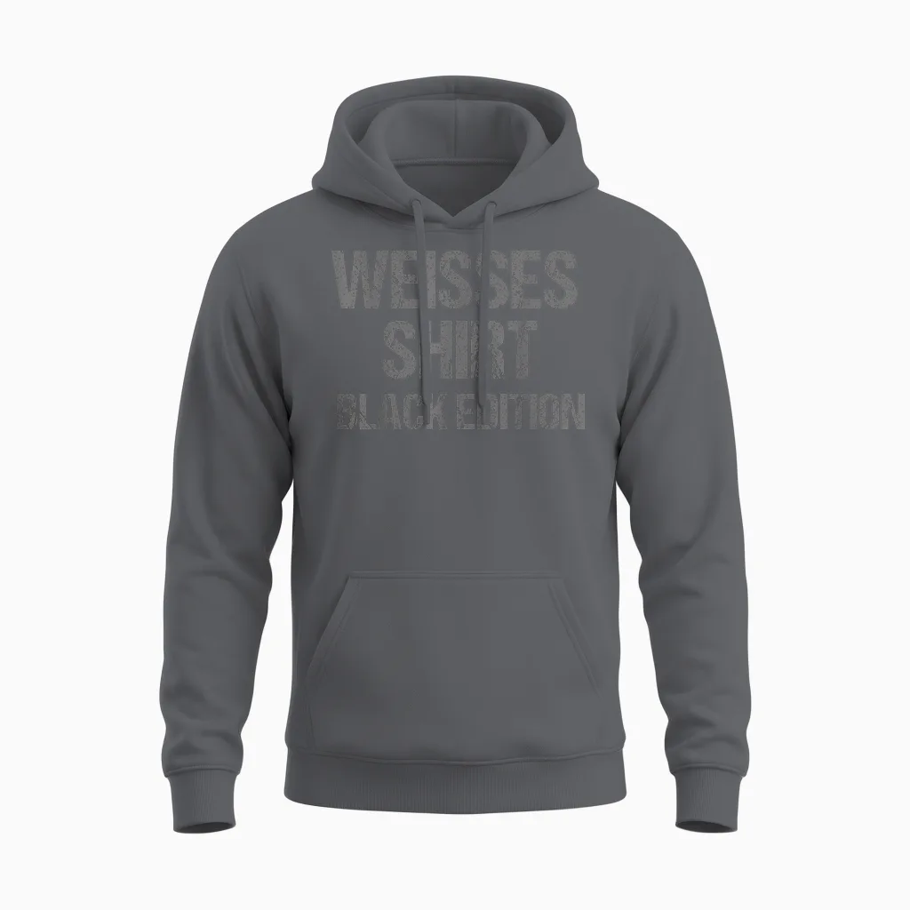 Funny Slogan White Shirt Black Edition T-Shirt, Black Unisex Hoodie in Charcoal