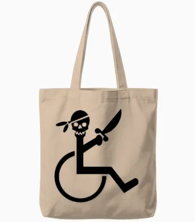 Pirate in a Wheelchair with a Sword, Disability * Tote Bags - Natural