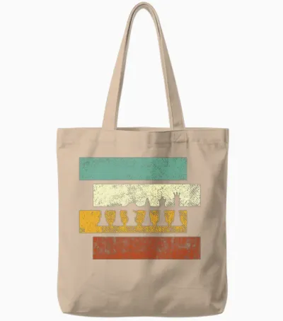 Chess Retro Tote Bags - Natural