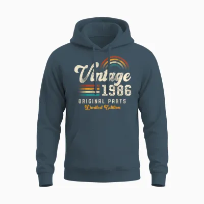 Vintage 1986 Original Parts 39th Anniversary Retro Unisex Hoodie - Dark Heather