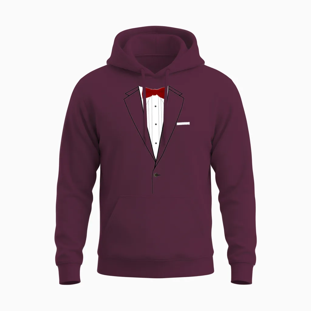 Tuxedo Red Bowtie Unisex Hoodie in Maroon