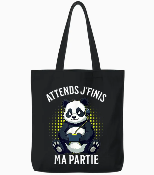 Video Games Panda Gaming Boy Gamer T-Shirt, Black, S Tote Bags in Black