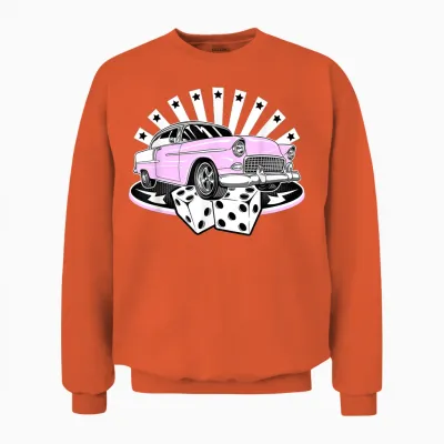 Rockabilly Rock N Roll Retro 50s Style Vintage Music T-Shirt, Black, S Unisex Sweatshirt - Orange