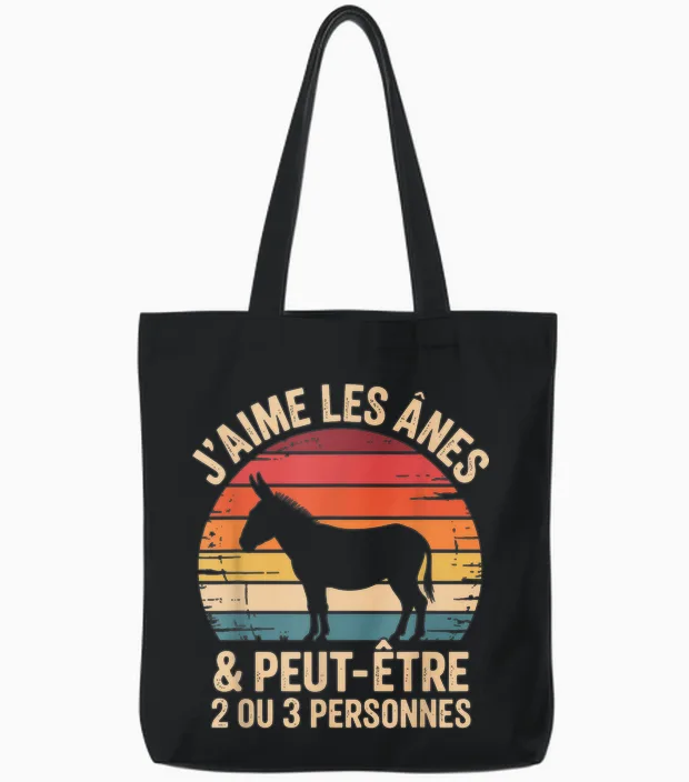 Idea T-Shirt Cute Donkey Boy Girl Woman I Love Donkeys Tote Bags in Black