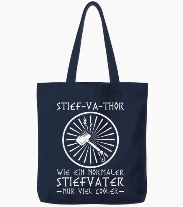Bonus-Va-Thor Bonus Papa Wikinger Stiefvater Stiefpapa Tote Bags in Navy