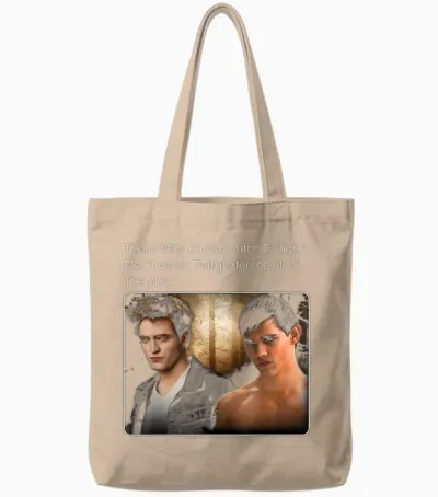 Twilight Saga I Watch Twilight for the Plot Meme Movie T-Shirt, Black, S Tote Bags - Natural