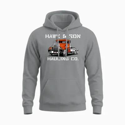 Hawk and Son Hauling Company Big Rig Pride 2 Side Unisex Hoodie - Sport Grey