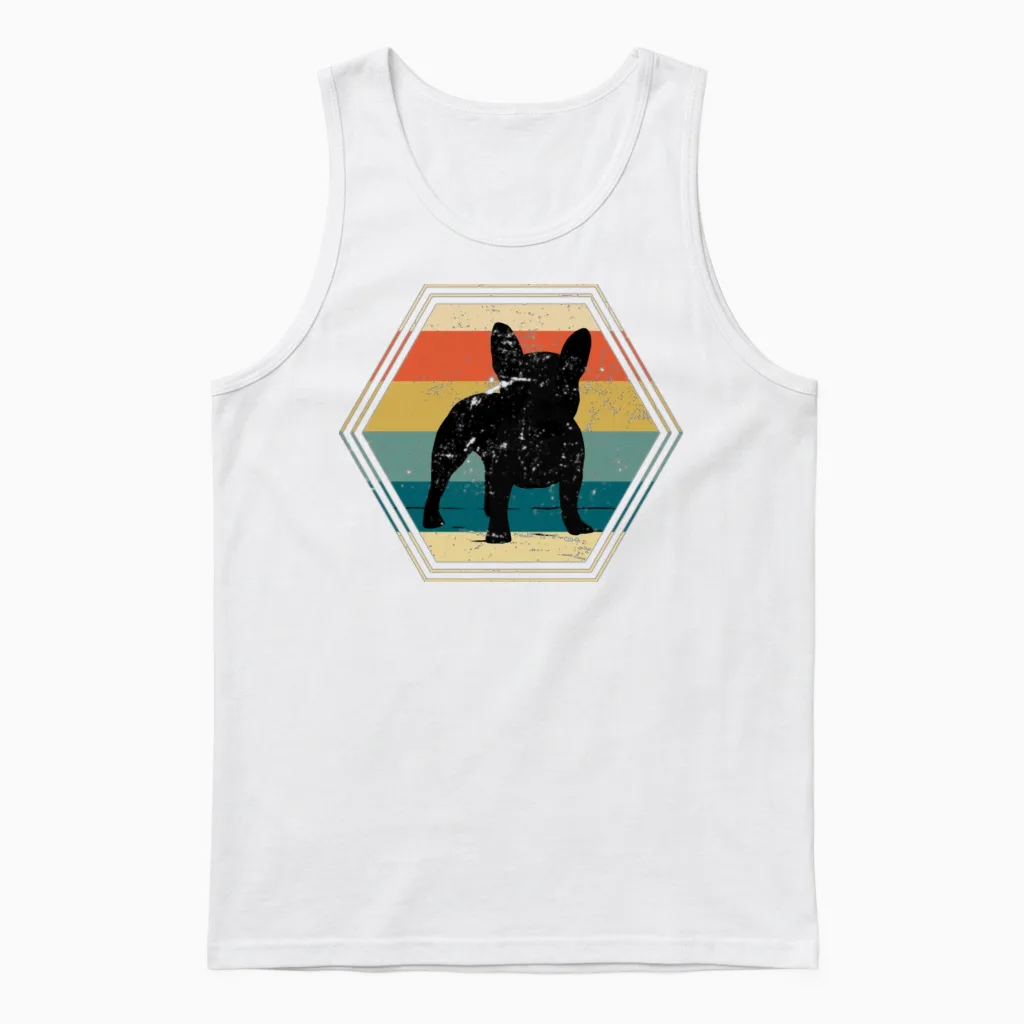 Retro Frenchie Dog - Lovers Unisex Tank Top - White
