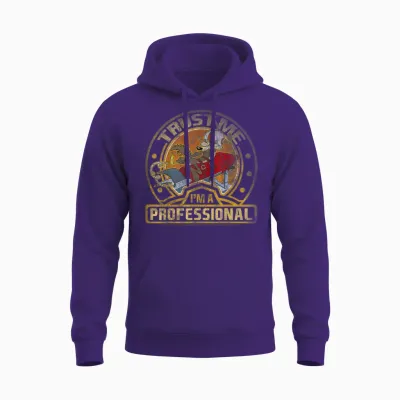 Looney Tunes Wile E. Coyote Trust Me I'm a Professional Short Sleeve Unisex Hoodie - Purple