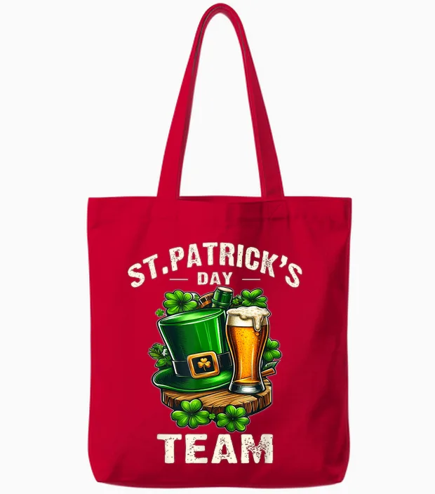 St Patricks Team Saint Patrick's Day Beer Humour Tote Bags in Red