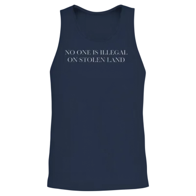 No One Is Illegal on Stolen Land Unisex Tank Top - Navy