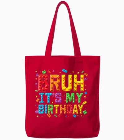 Master Builder Building Blocks Kids Bruh It's My Birthday Tote Bags - Red