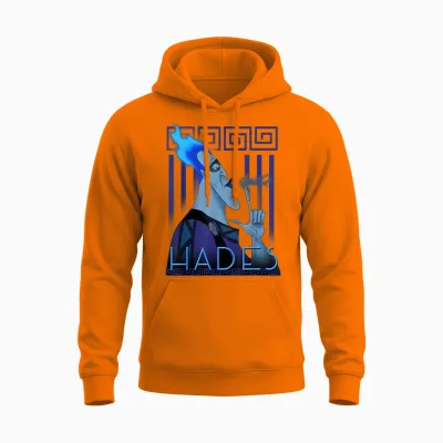 Disney Hercules Hades Geometric Portrait T-Shirt, Black Unisex Hoodie - Safety Orange