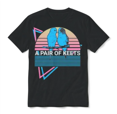 Budgie Parakeet Retro Unisex T-Shirt - Black