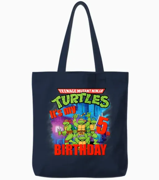 Mademark X Teenage Mutant Ninja Turtles - Original Teenage Mutant Ninja Turtles Fifth Birthday 5 Tote Bags - Navy