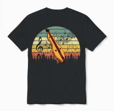 Retro Dulcimer Vintage Look Unisex T-Shirt - Black