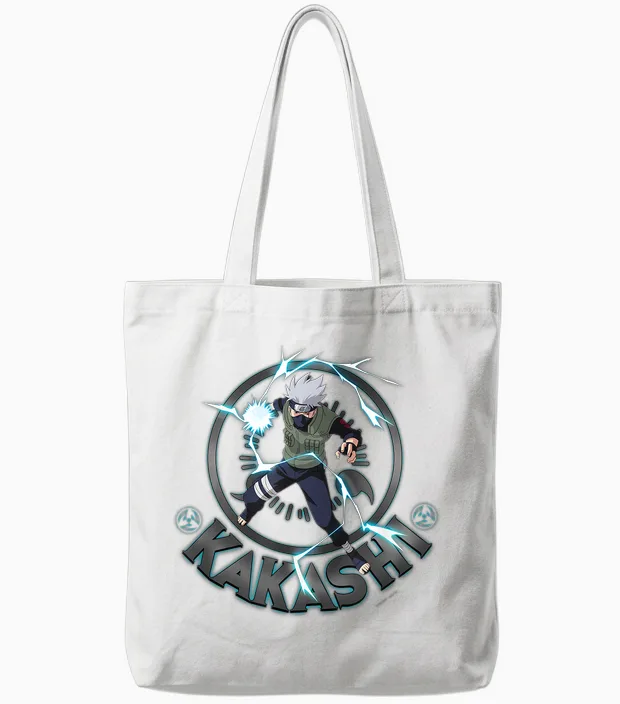 Naruto Shippuden Kakashi Lighting Circle T-Shirt Small Tote Bags in White