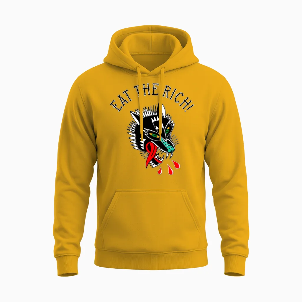 Eat the Rich Wolf Tattoo - Wildlife Unisex Hoodie in Gold