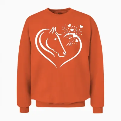Animal Motif Horses Horse Portrait Heart Gift Unisex Sweatshirt - Orange