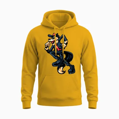 Retro Dancing Wolf Unisex Hoodie - Gold
