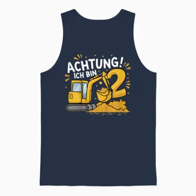 Kinder 2. Geburtstag Junge 2 Jahre Bagger Baustelle Unisex Tank Top - Navy