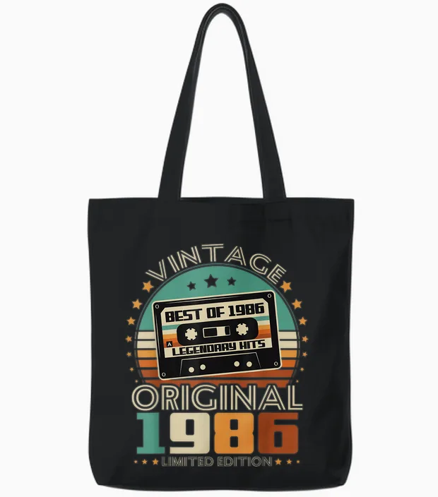 Original 1986 Vintage Birthday 40 Years for Men Women Tote Bags in Black