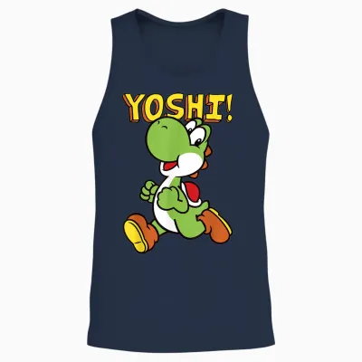 Nintendo Super Mario Yoshi Intro Jump Graphic Unisex Tank Top - Navy