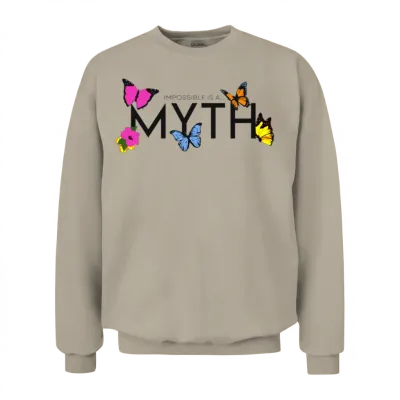 Impossible Is A... Myth Hibiscus Et Papillon Unisex Sweatshirt - Sand
