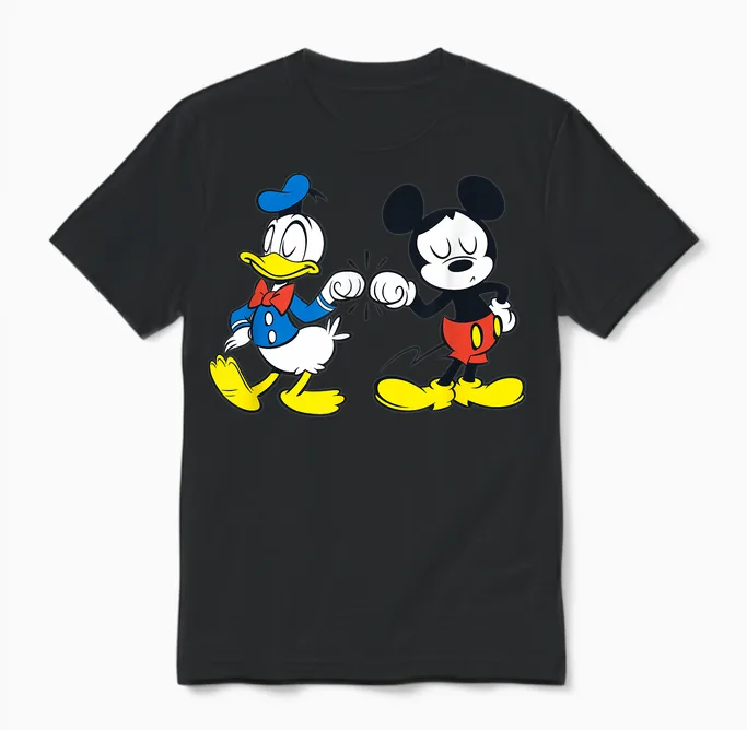 Disney Mickey Mouse and Donald Duck Best Friends Unisex T-Shirt in Black