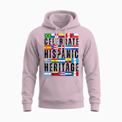 Hispanic Countries Flags Celebrate Hispanic Heritage Month Unisex Hoodie - Light Pink