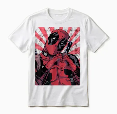 Heart Closed Hand Marvel Deadpool Unisex T-Shirt - White