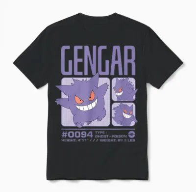 Pokémon - Gengar Pastel Stats Grid Unisex T-Shirt - Black