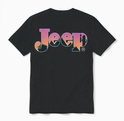 Jeep Desert Silhouette Sunset Logo T-Shirt, Black, S Unisex T-Shirt - Black