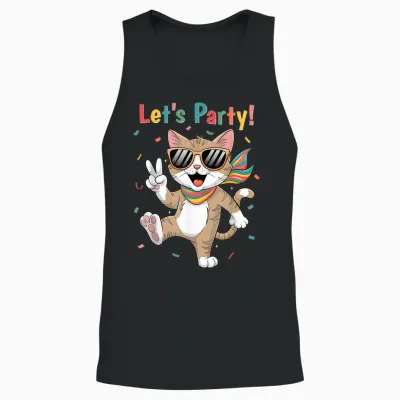 Katze Let's Party Outfit Damen Herren Junge Mädchen Katzen Unisex Tank Top - Black